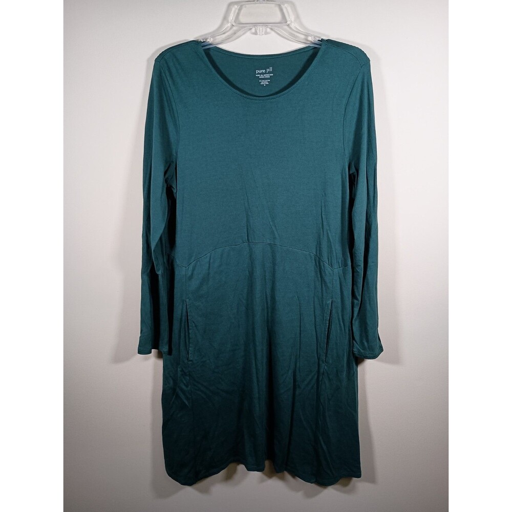 Pure Jill J.Jill Pima Cotton Modal Dipped Hem Swing Dress Green Size Medium